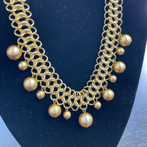 KENNETH J LANE| Gold Tone Statement Dangle Ball Collar Necklace 16” - Picture 6 of 6